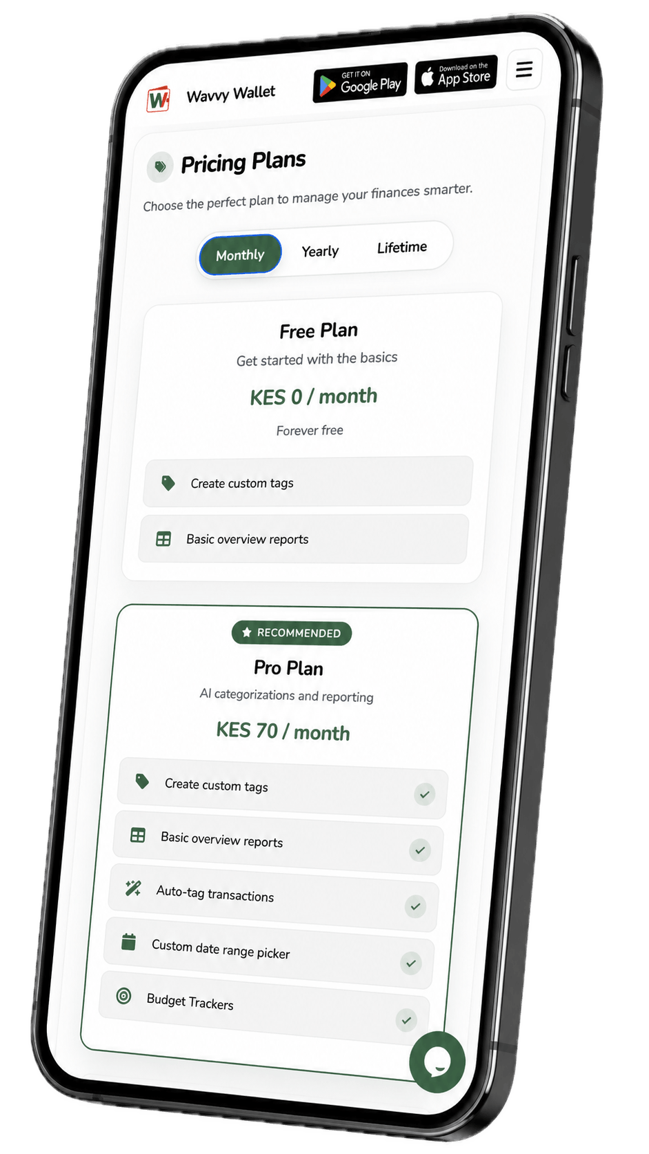 Wavvy Wallet Financial Freedom experience on a phone